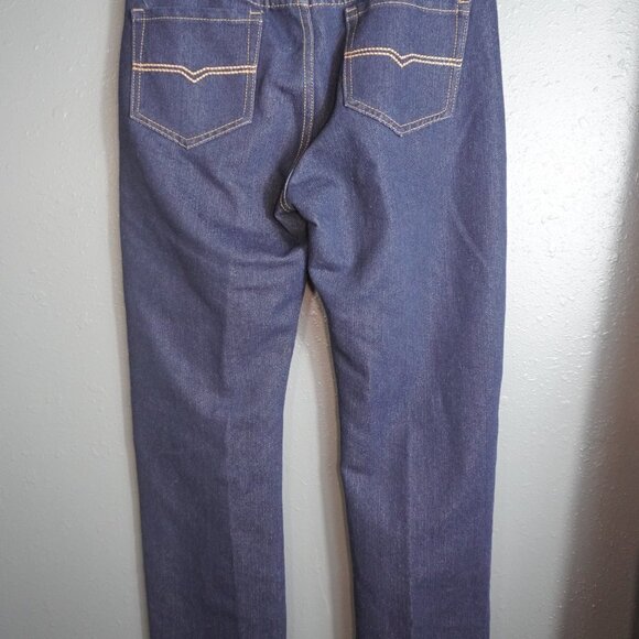 Vintage Genes Mens Dark Wash Blue Slim Straight Denim Distress Jeans Size 34X32 - Picture 5 of 9